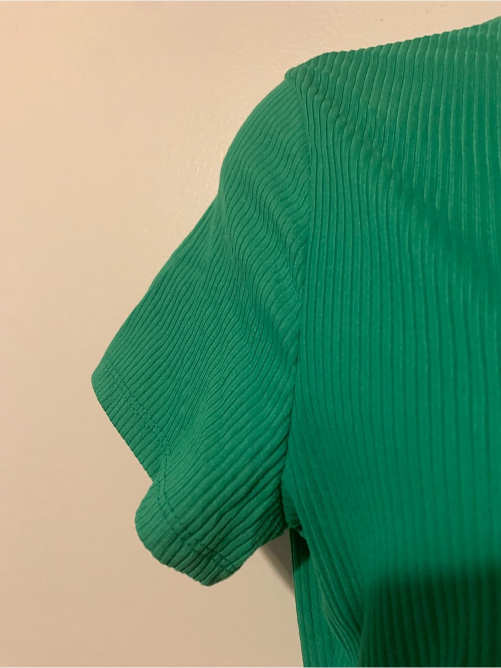 Green Button-Front Ribbed Mini Dress - Picture 4 of 6